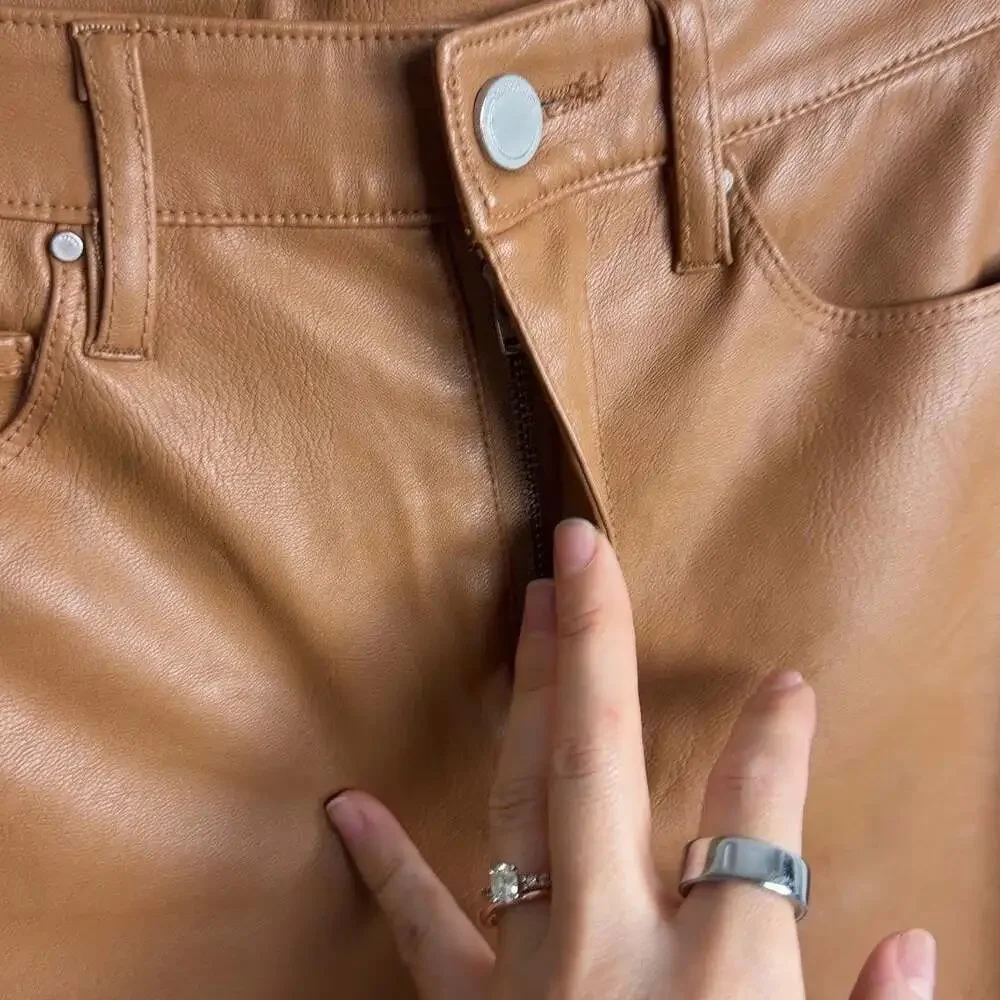 BLANKNYC The Baxter Faux Leather Pants Size 24 Tan Straight Leg Women’s